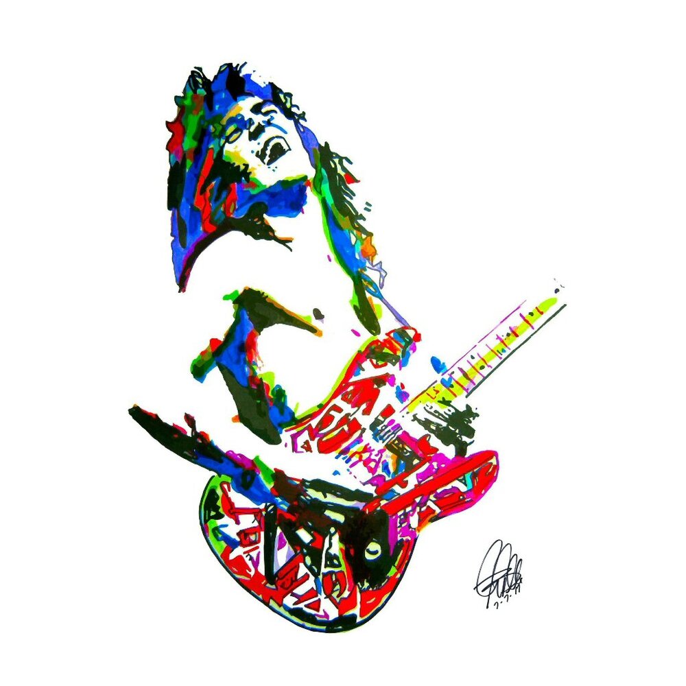 Eddie Van Halen Guitar Hard Rock Music Poster Print Wall Art 13x19